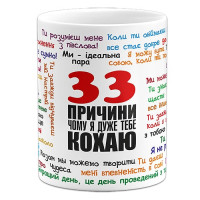 Чашка  "33 причины почему я тебя люблю"