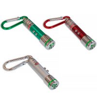 Фонарь-брелок 2LED + лазерная указка с карабином